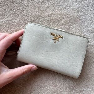 Prada Saffiano Bifold Wallet with Gold Logo